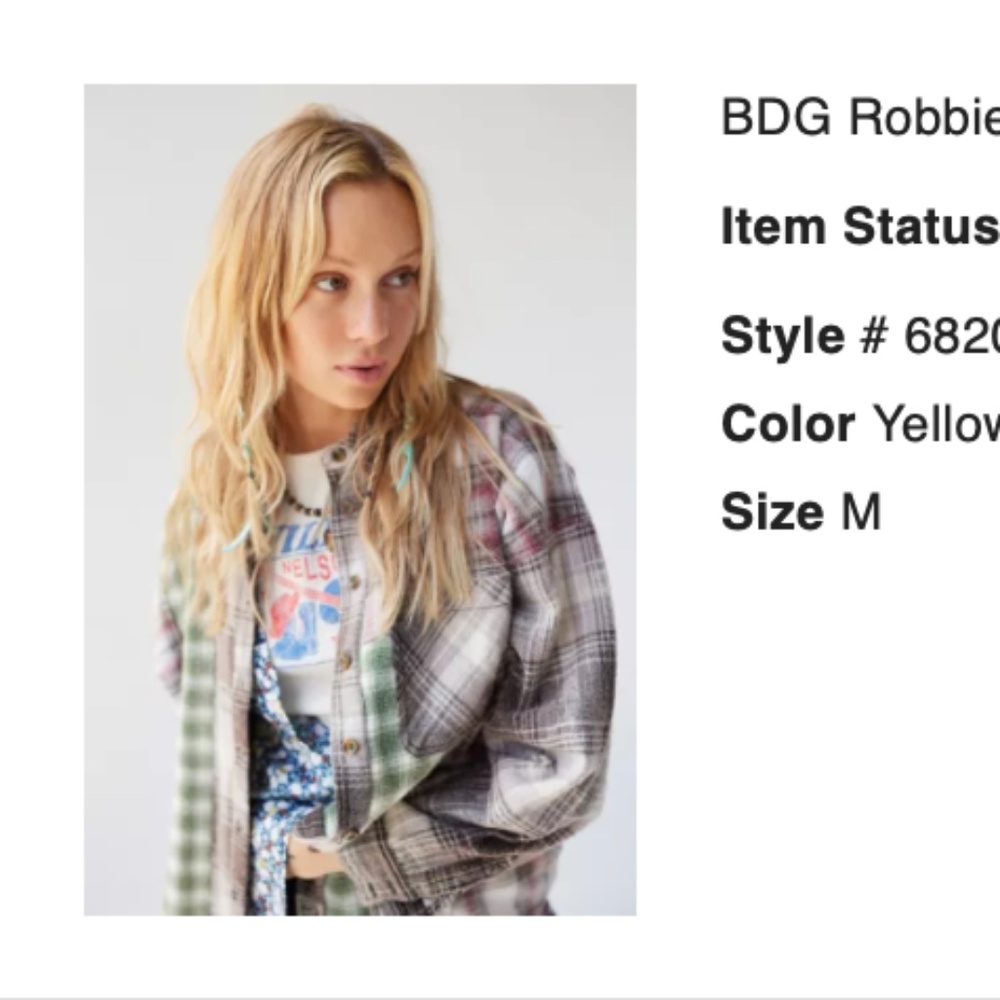 BDG Robbie Spliced Flannel Button-Down Shirt